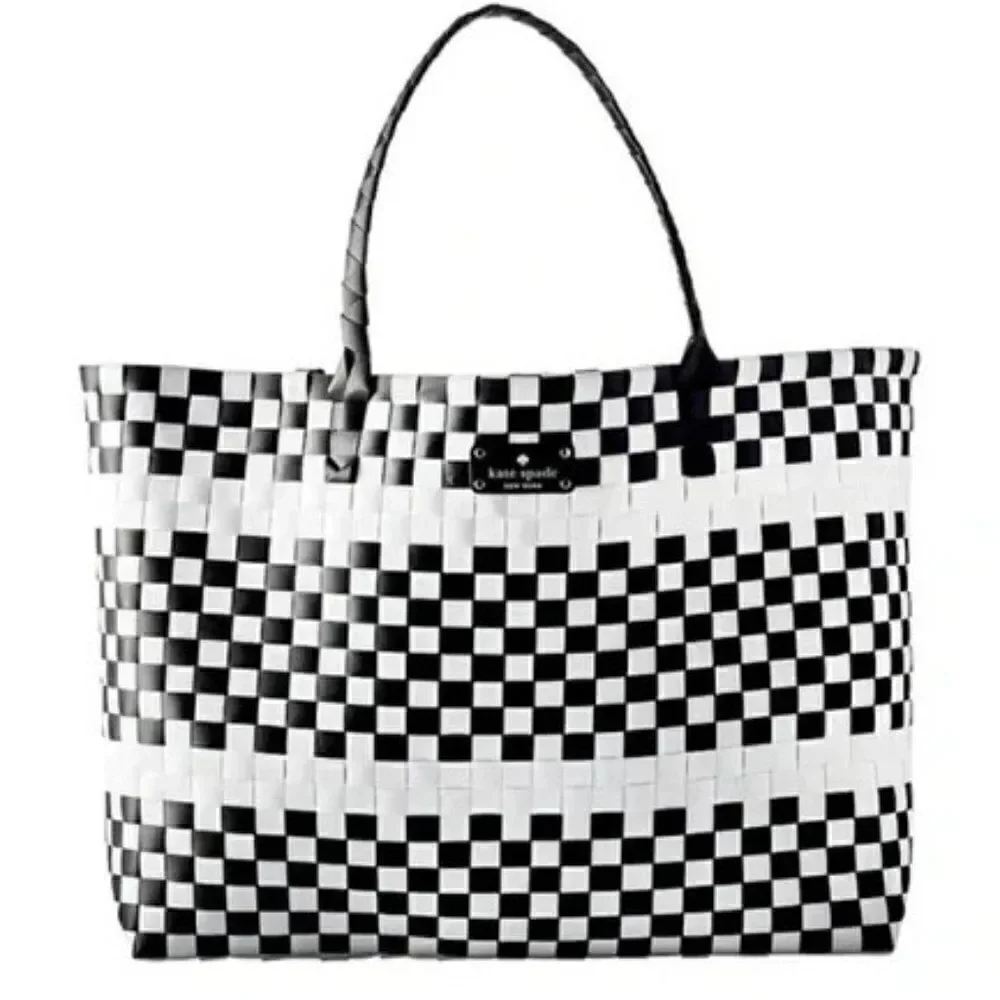 Kate Spade Large Black/White Woven Tote Bag